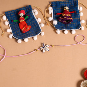  Handmade Shell & Bead Work Rakhi & Lumba Set