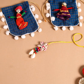  Handmade Shell & Bead Work Rakhi & Lumba Set