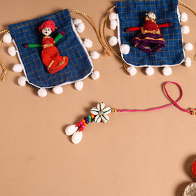  Handmade Shell & Bead Work Rakhi & Lumba Set