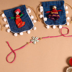  Handmade Shell & Bead Work Rakhi & Lumba Set