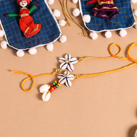  Handmade Shell & Bead Work Rakhi & Lumba Set