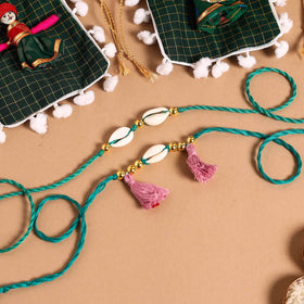  Handmade Shell & Bead Work Rakhi & Lumba Set