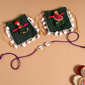  Handmade Shell & Bead Work Rakhi & Lumba Set