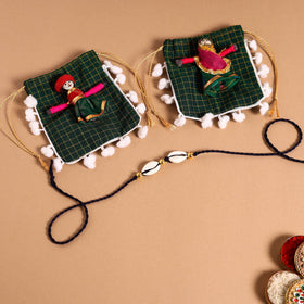  Handmade Shell & Bead Work Rakhi & Lumba Set
