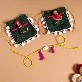  Handmade Shell & Bead Work Rakhi & Lumba Set