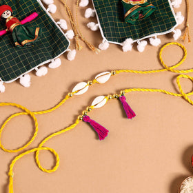  Handmade Shell & Bead Work Rakhi & Lumba Set