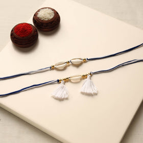  Handmade Shell & Bead Work Rakhi & Lumba Set