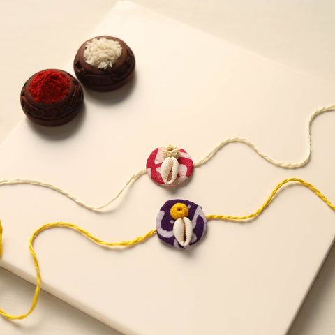 Handmade Shell Work Fabart Rakhi (Set of 2)