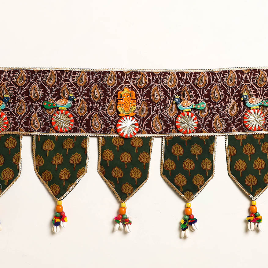 Handmade Shell Work Fabric Toran for Home Decor