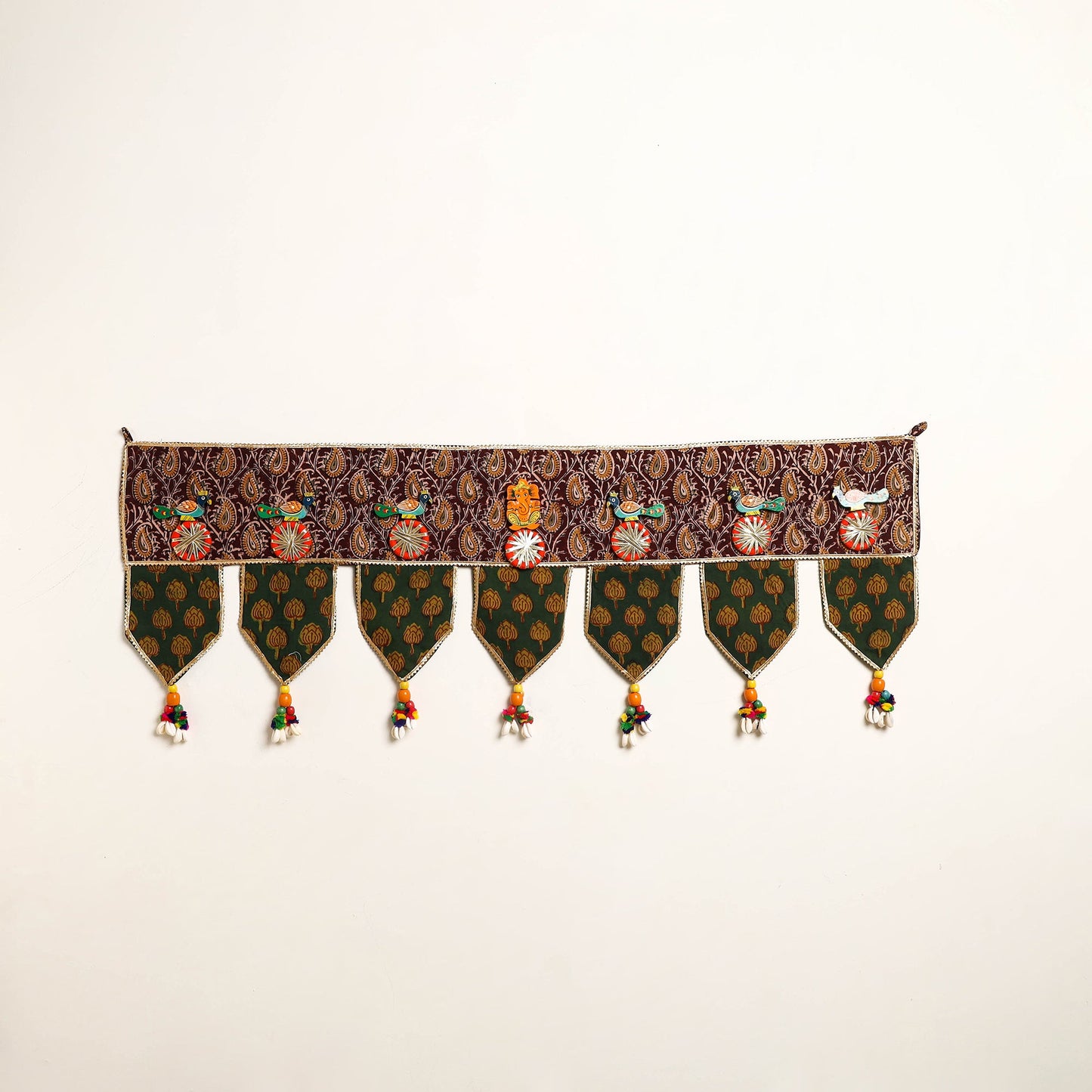 Handmade Shell Work Fabric Toran for Home Decor