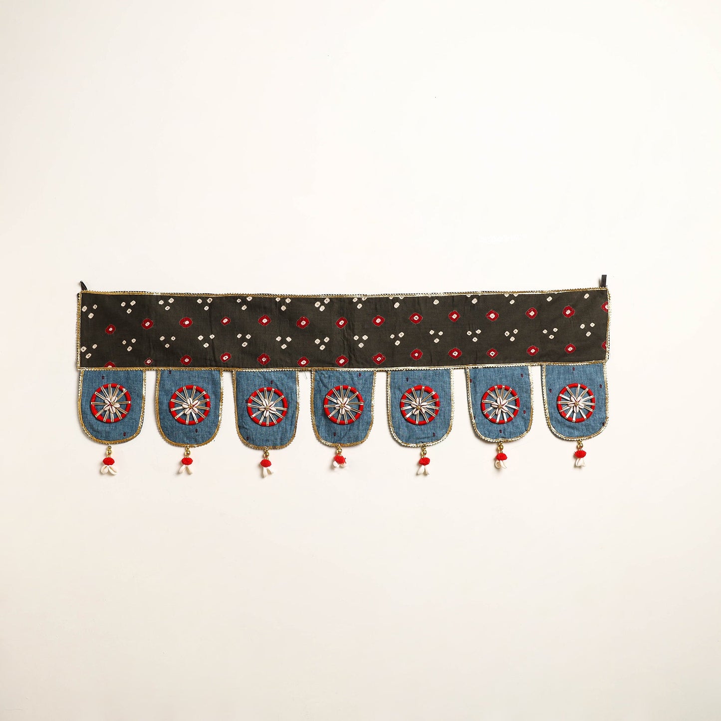 Handmade Shell Work Fabric Toran for Home Decor