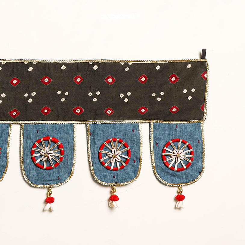 Handmade Shell Work Fabric Toran for Home Decor