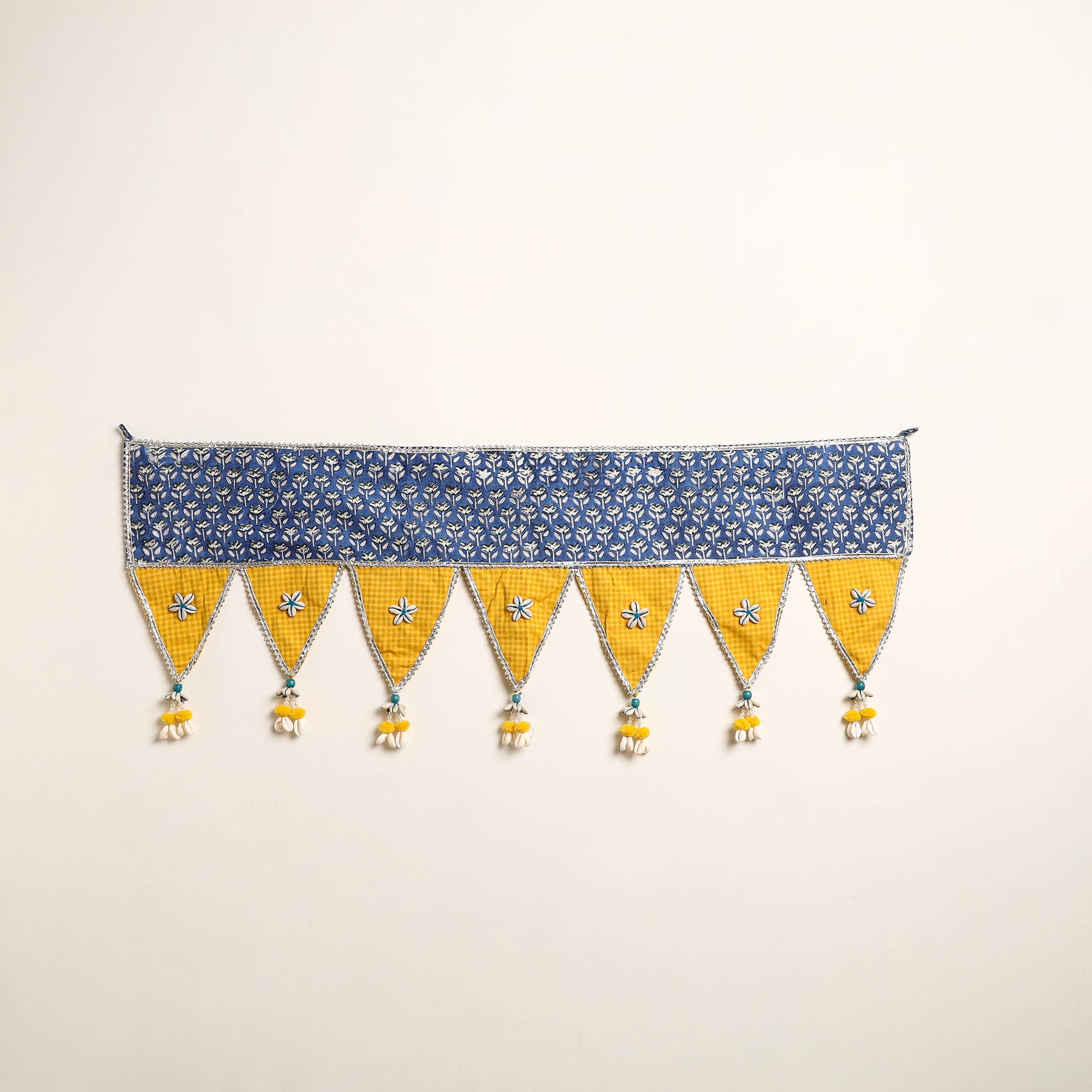 Handmade Shell Work Fabric Toran for Home Decor