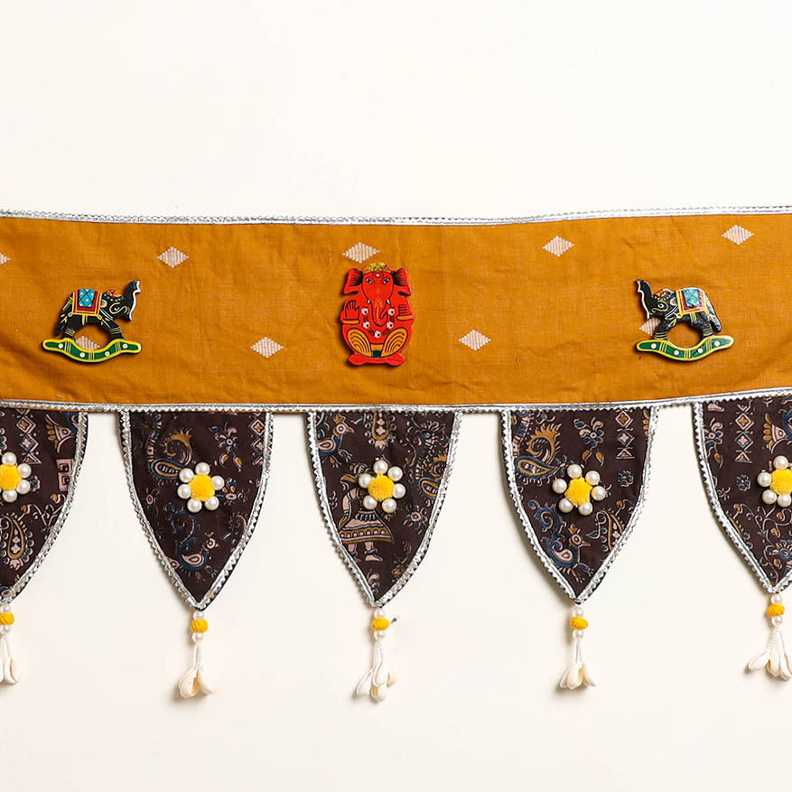 Handmade Shell Work Fabric Toran for Home Decor