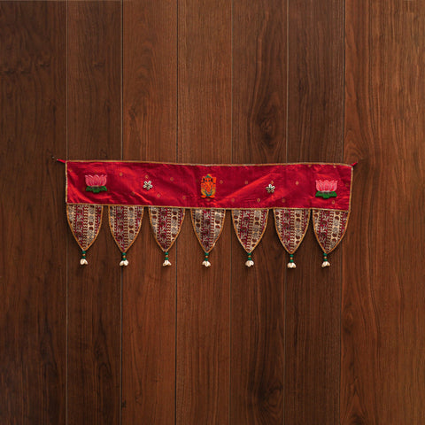 Handmade shell work fabric toran for home decor 07