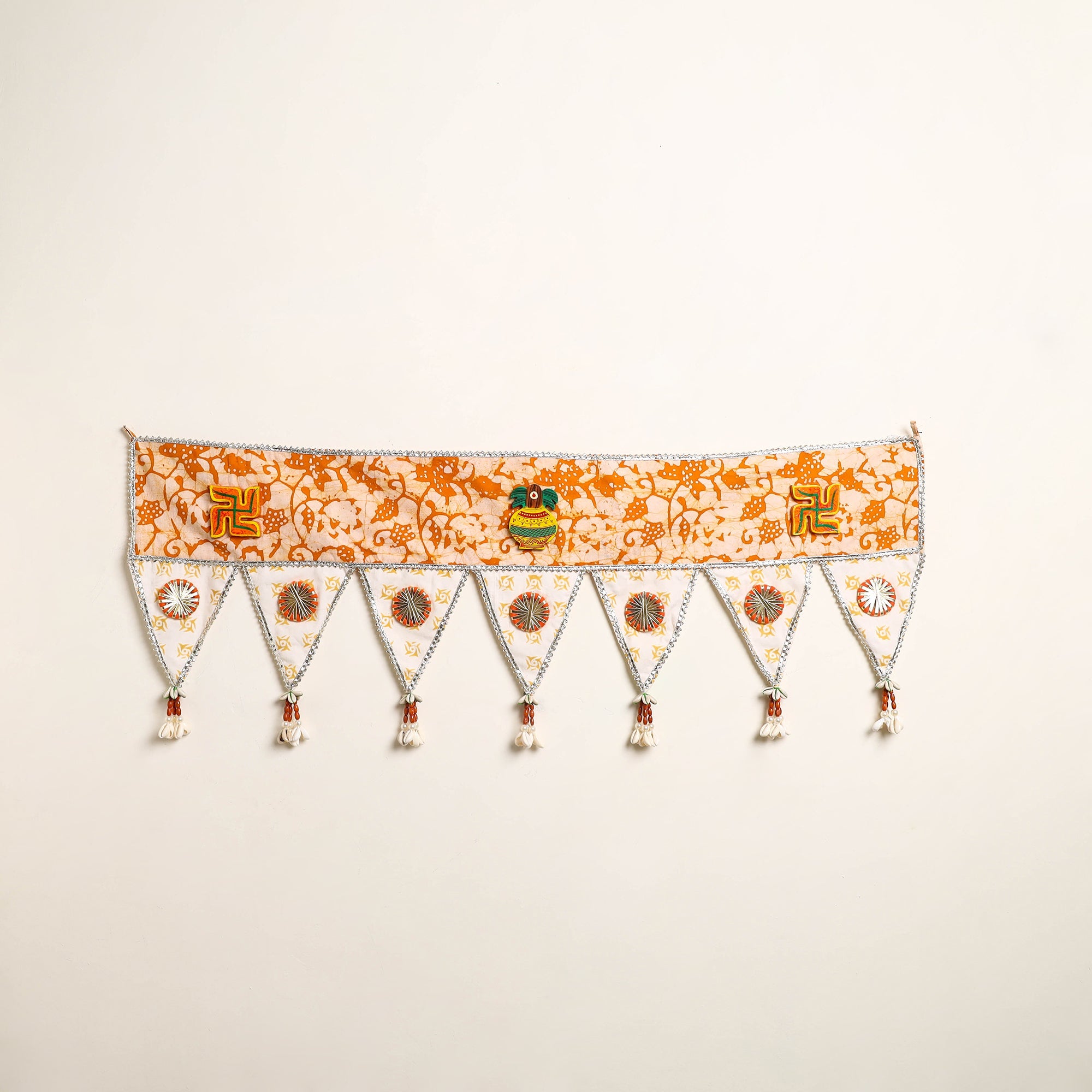 Handmade Shell Work Fabric Toran for Home Decor