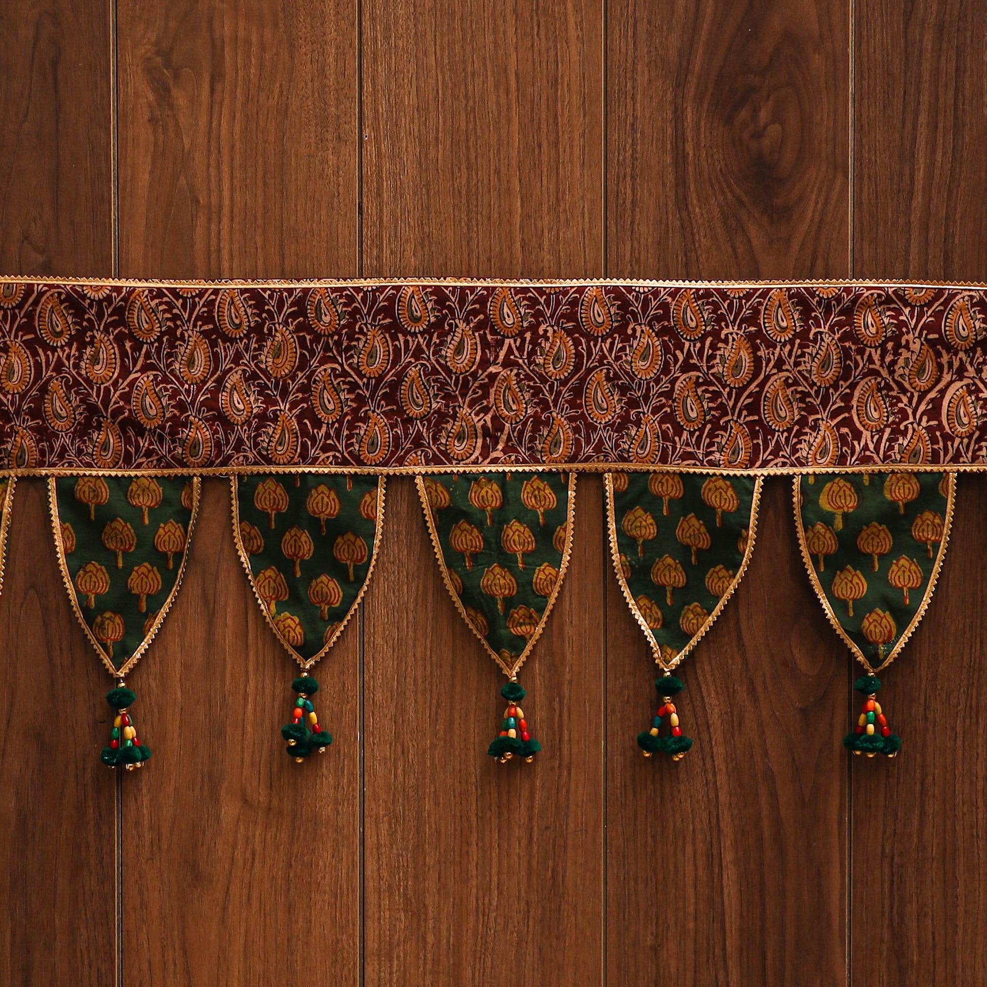 Handmade shell work fabric toran for home decor 10