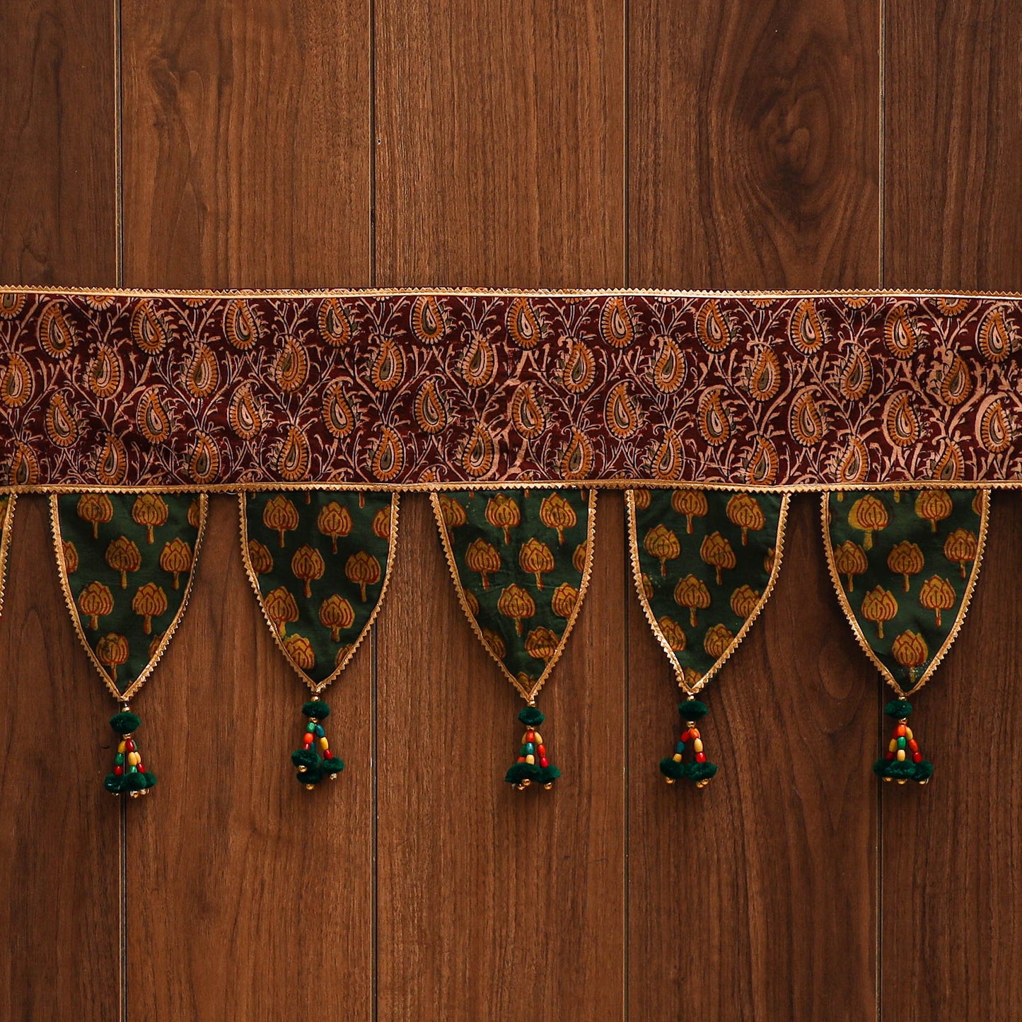 Handmade shell work fabric toran for home decor 10