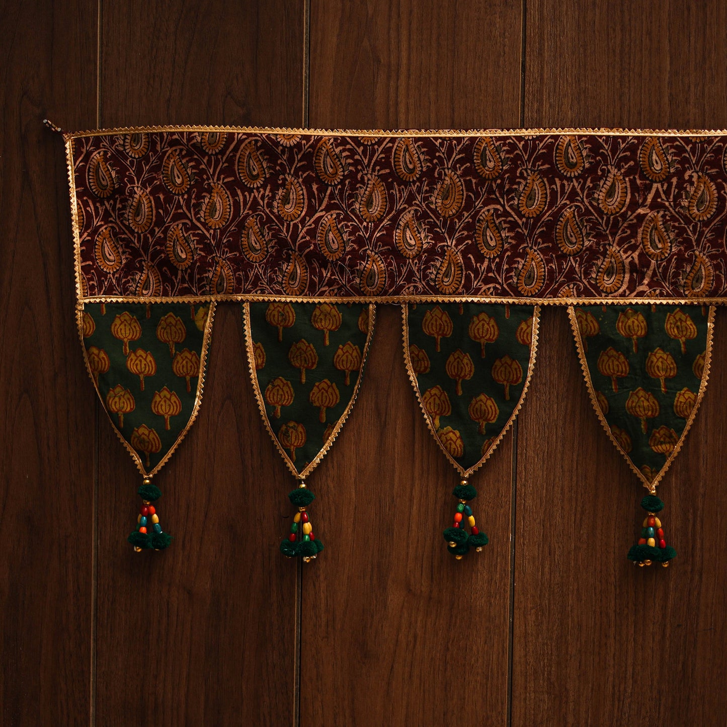 Handmade shell work fabric toran for home decor 10