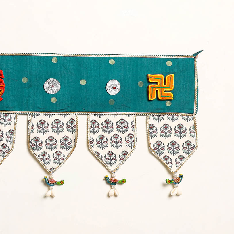 Handmade Shell Work Fabric Toran for Home Decor