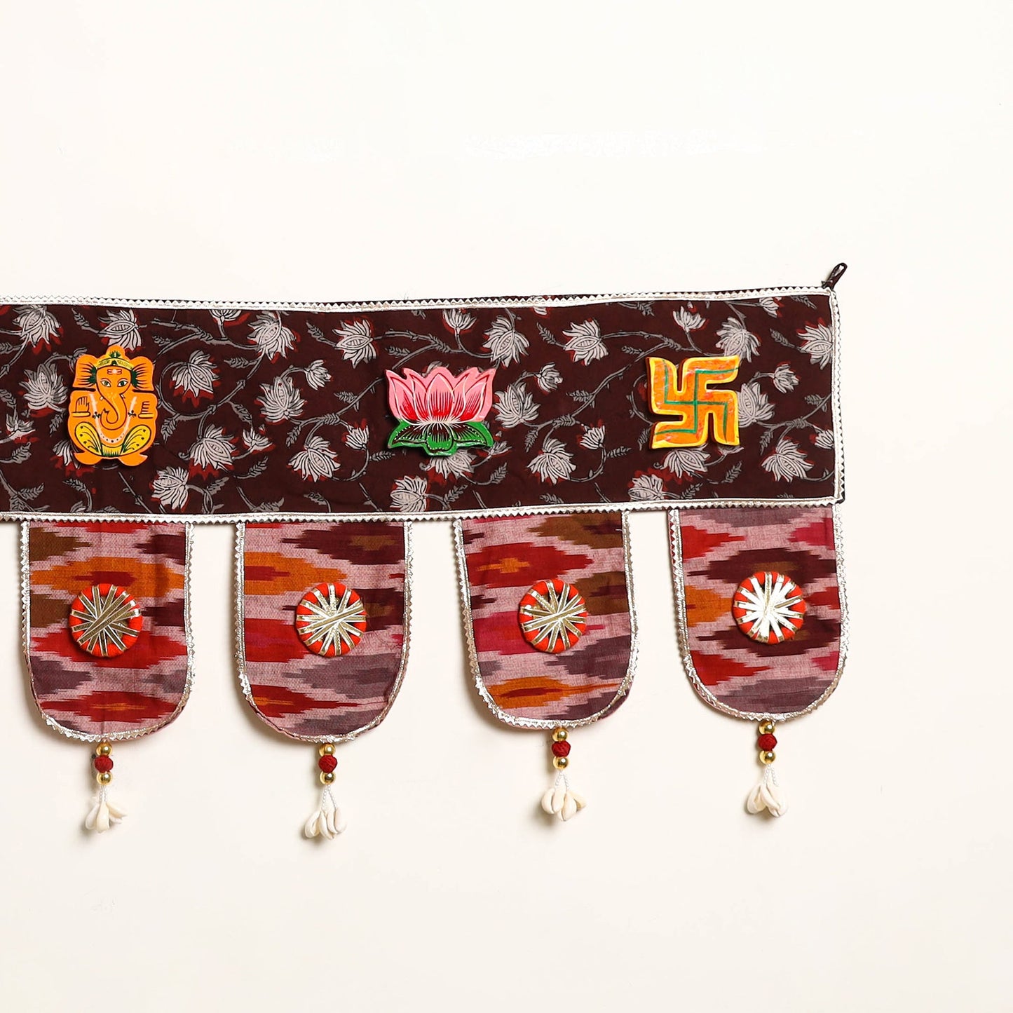 Handmade Shell Work Fabric Toran for Home Decor