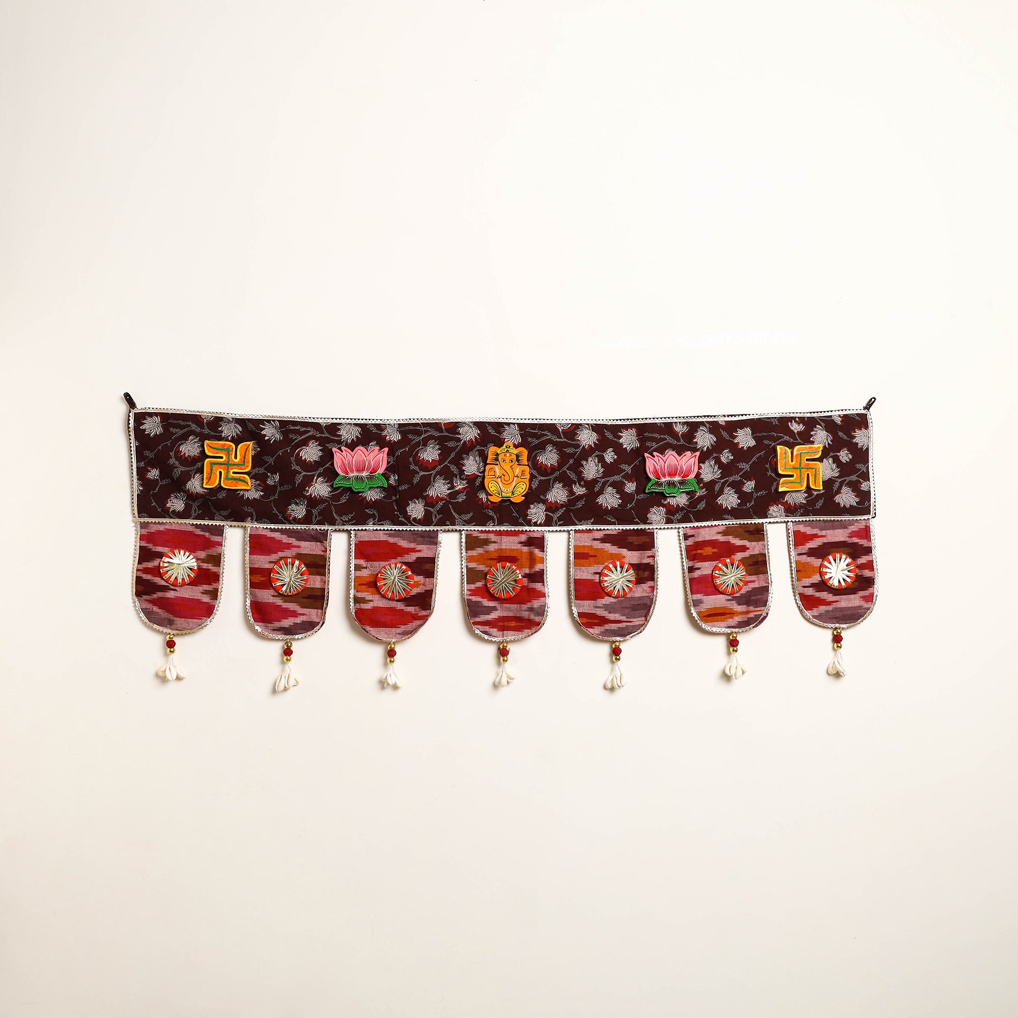 Handmade Shell Work Fabric Toran for Home Decor