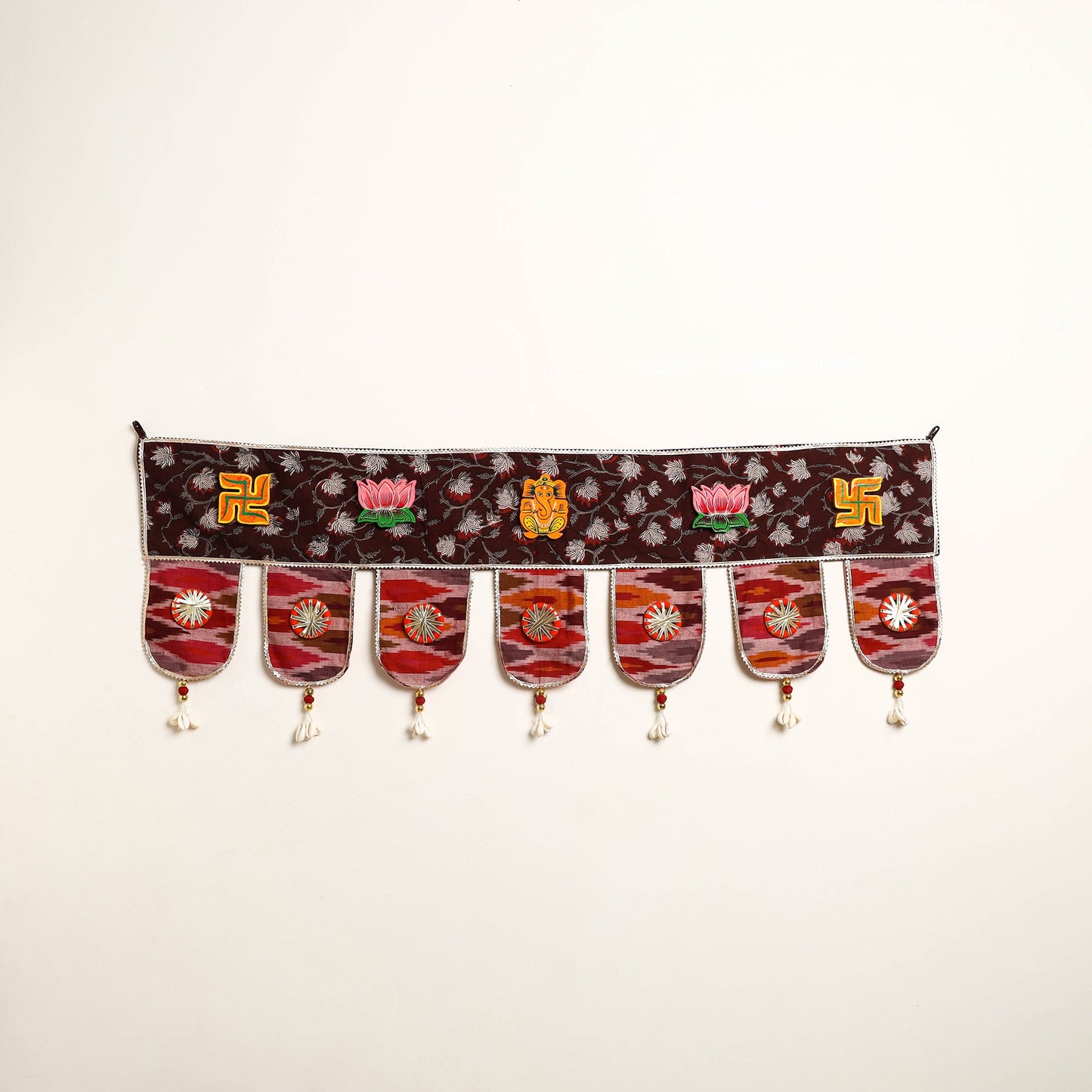 Handmade Shell Work Fabric Toran for Home Decor