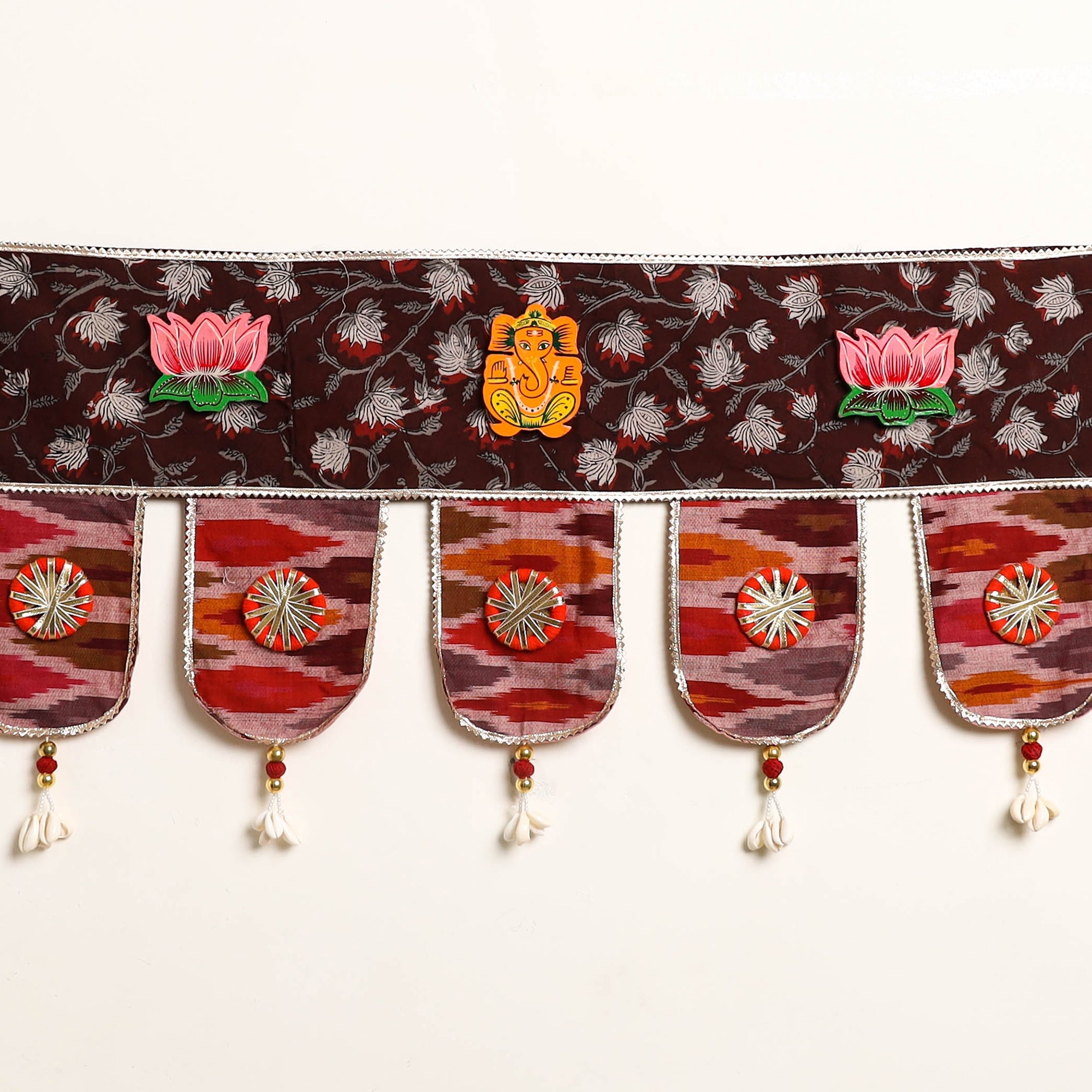 Handmade Shell Work Fabric Toran for Home Decor