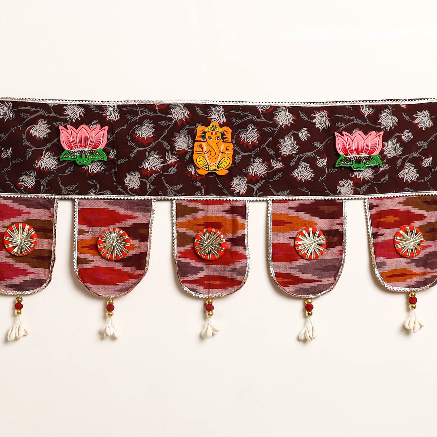 Handmade Shell Work Fabric Toran for Home Decor