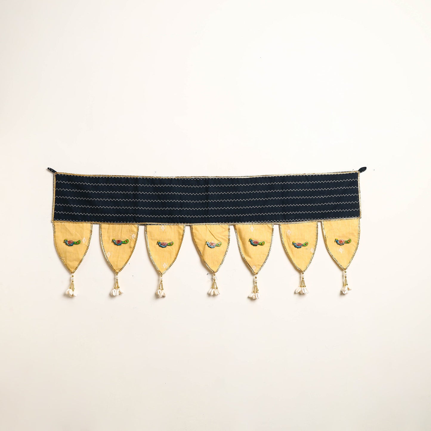 Handmade Shell Work Fabric Toran for Home Decor