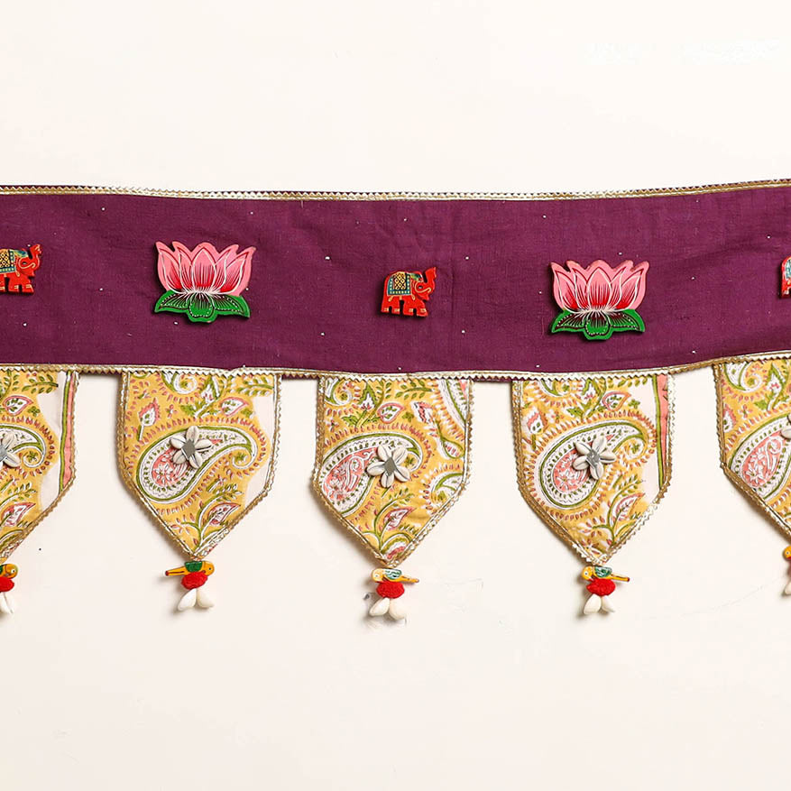 Handmade Shell Work Fabric Toran for Home Decor