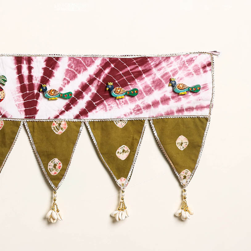 Handmade Shell Work Fabric Toran for Home Decor