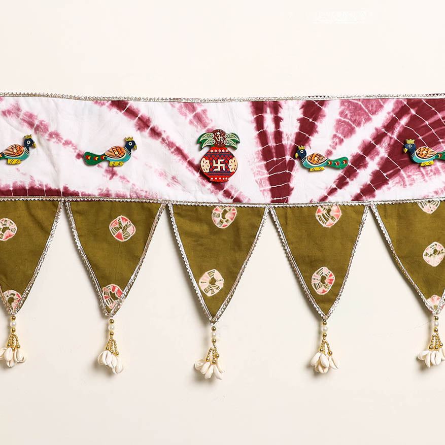 Handmade Shell Work Fabric Toran for Home Decor