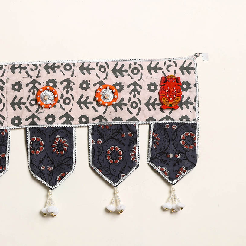 Handmade Shell Work Fabric Toran for Home Decor