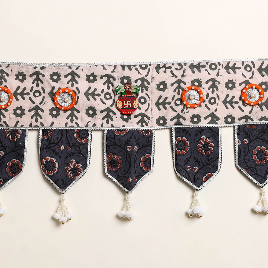 Handmade Shell Work Fabric Toran for Home Decor