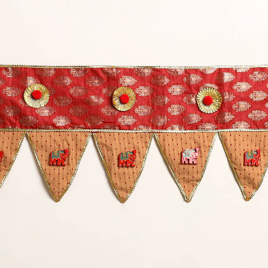 Handmade Shell Work Fabric Toran for Home Decor