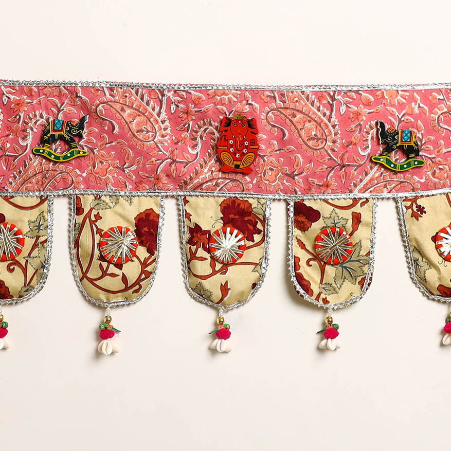 Handmade Shell Work Fabric Toran for Home Decor