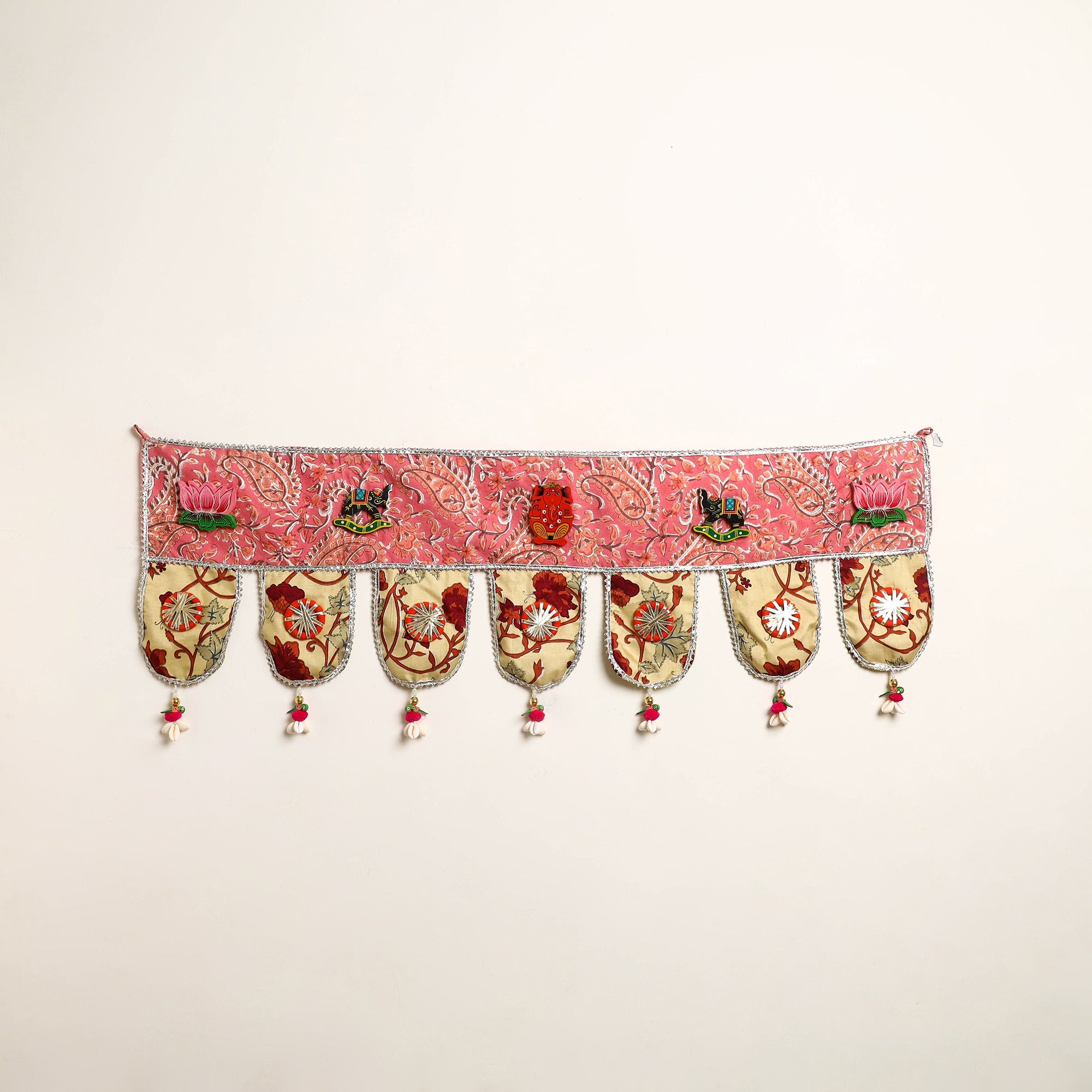 Handmade Shell Work Fabric Toran for Home Decor