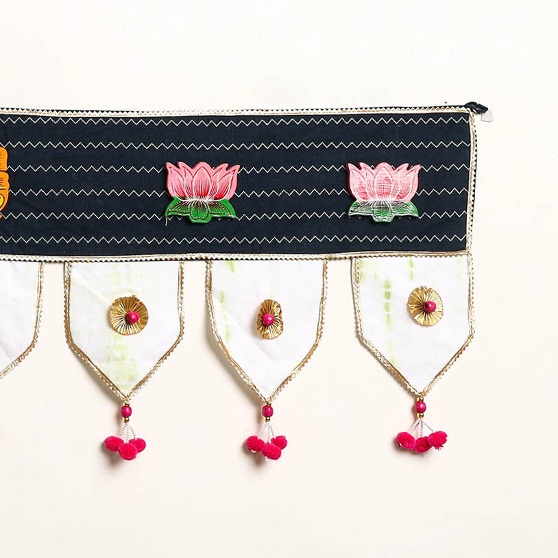 Handmade Shell Work Fabric Toran for Home Decor