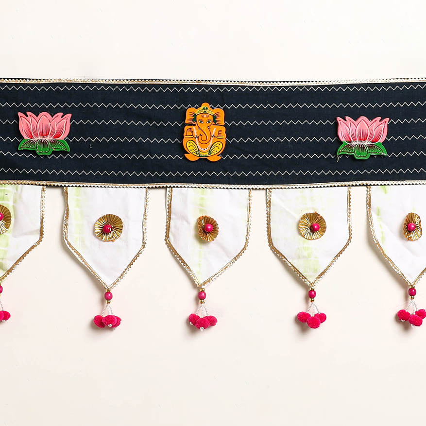 Handmade Shell Work Fabric Toran for Home Decor