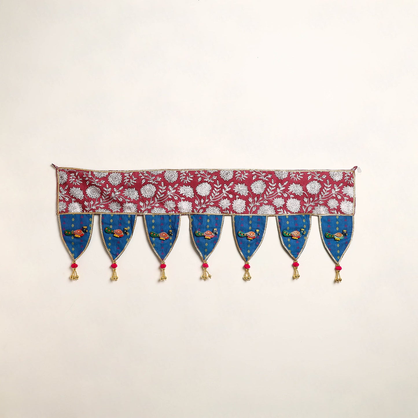 Handmade Shell Work Fabric Toran for Home Decor