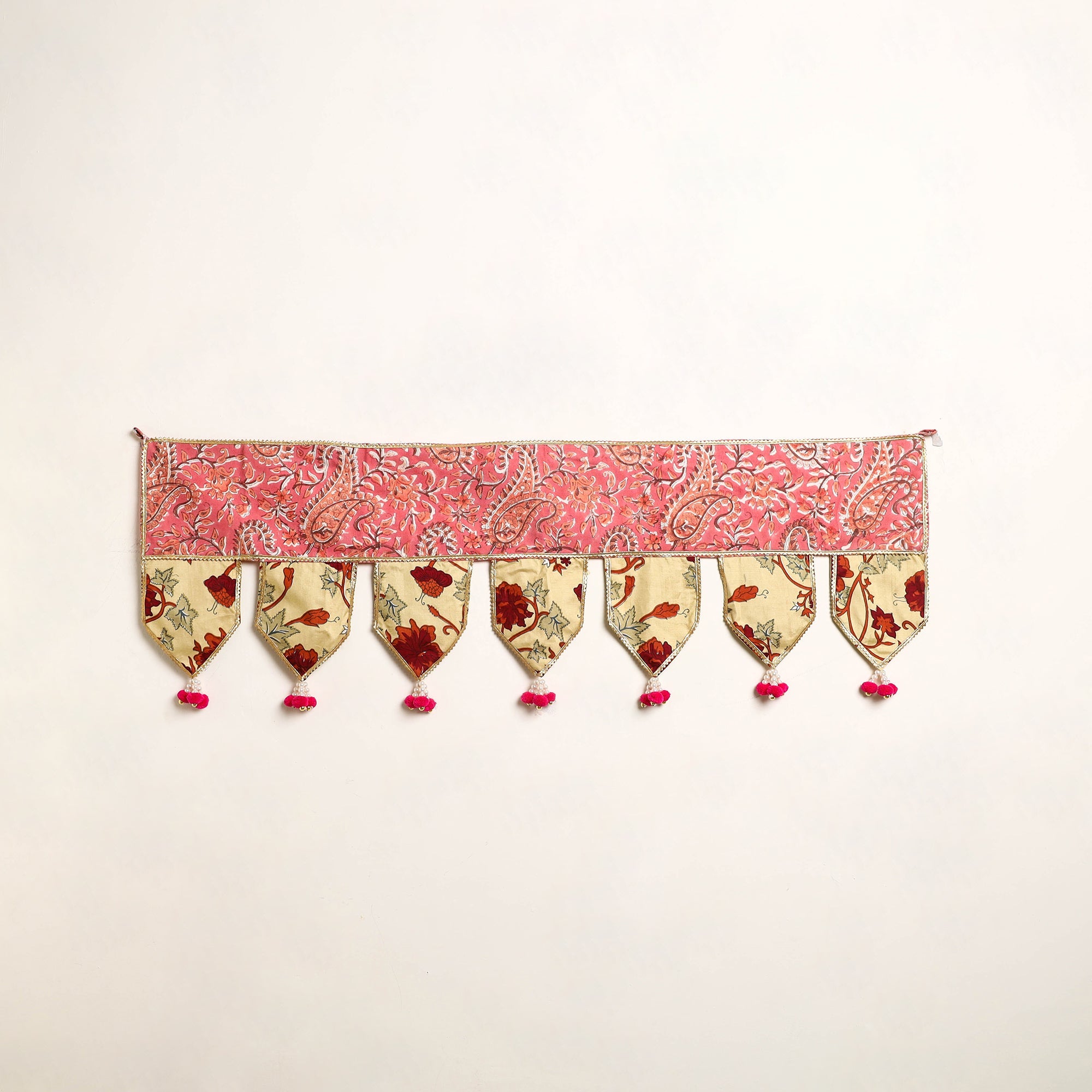 Handmade Shell Work Fabric Toran for Home Decor