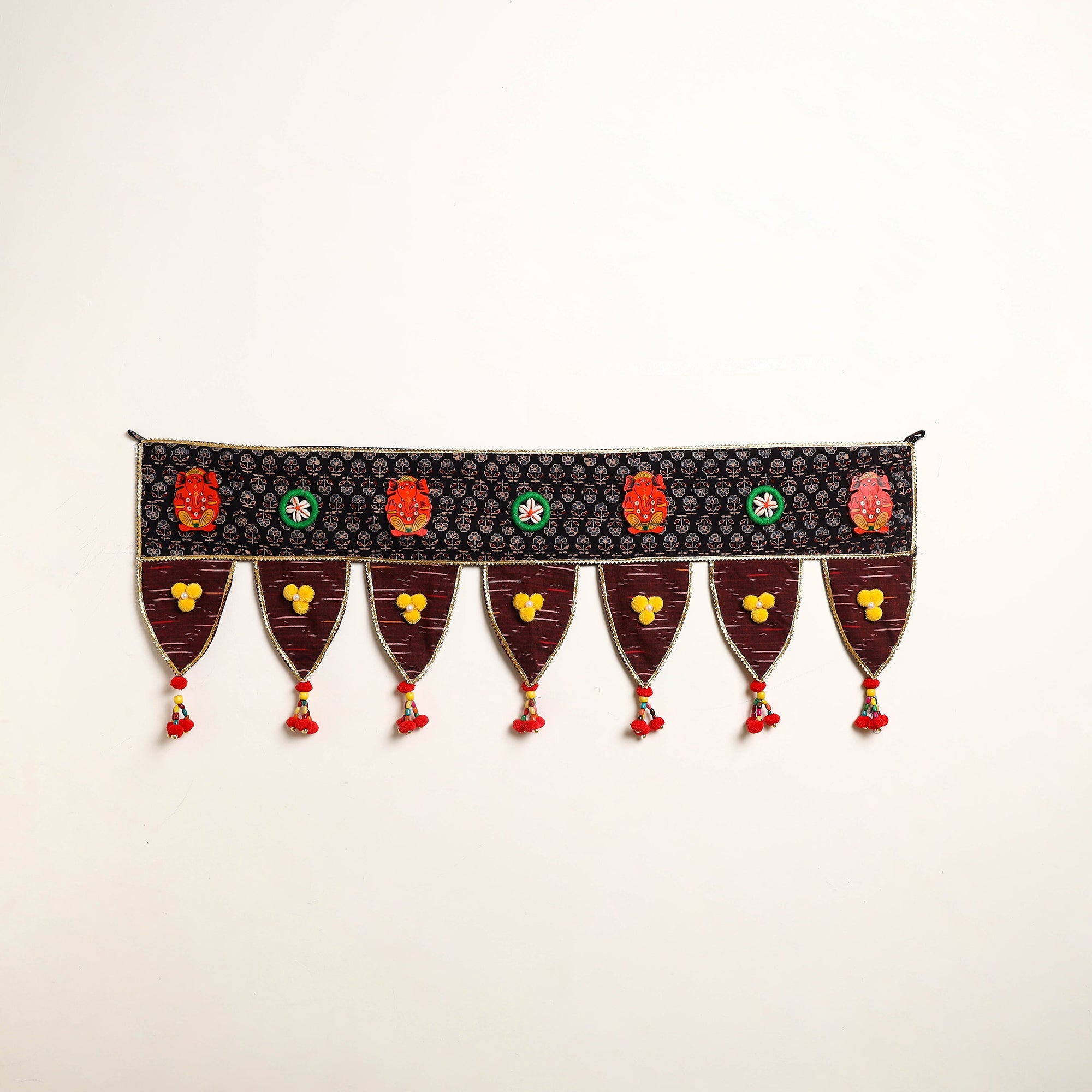 Handmade Shell Work Fabric Toran for Home Decor