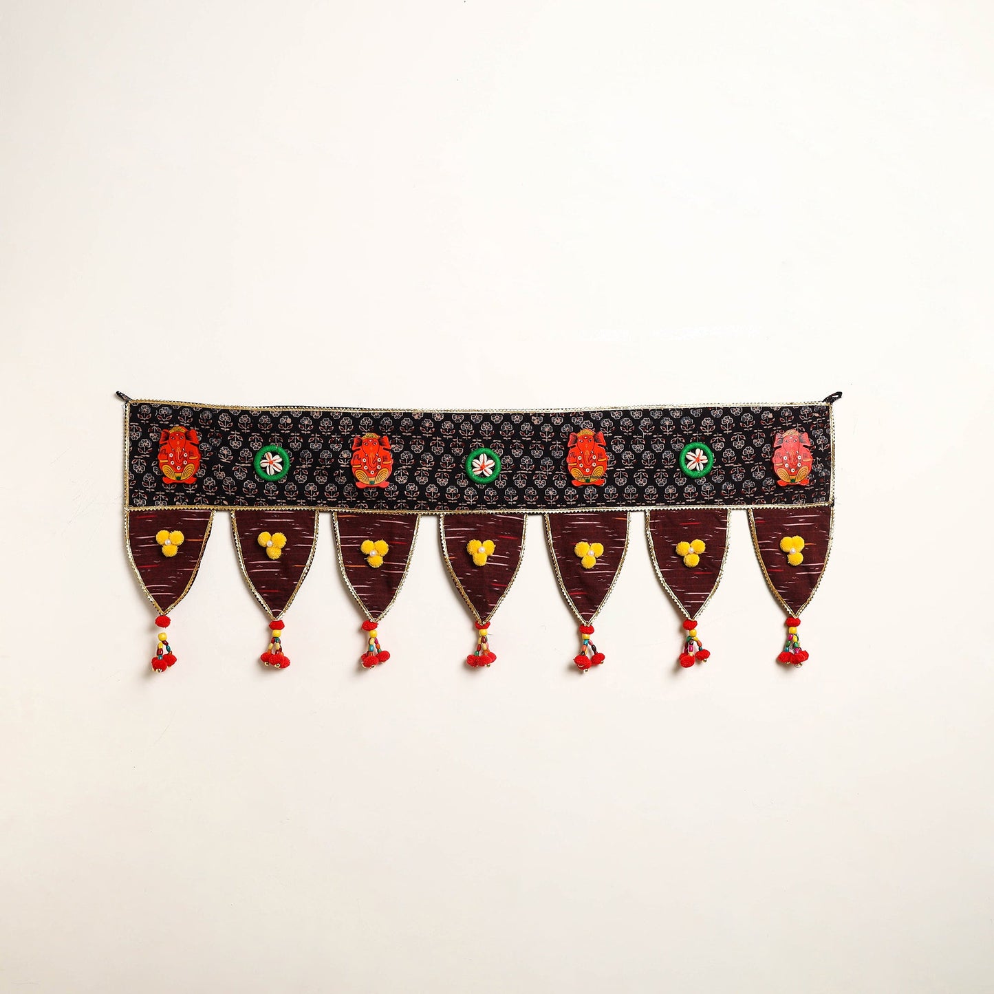 Handmade Shell Work Fabric Toran for Home Decor