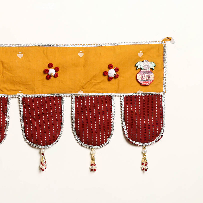 Handmade Shell Work Fabric Toran for Home Decor