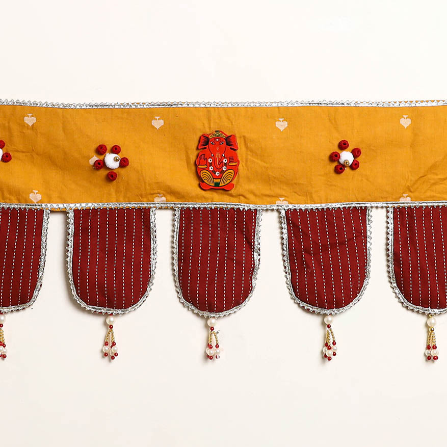 Handmade Shell Work Fabric Toran for Home Decor