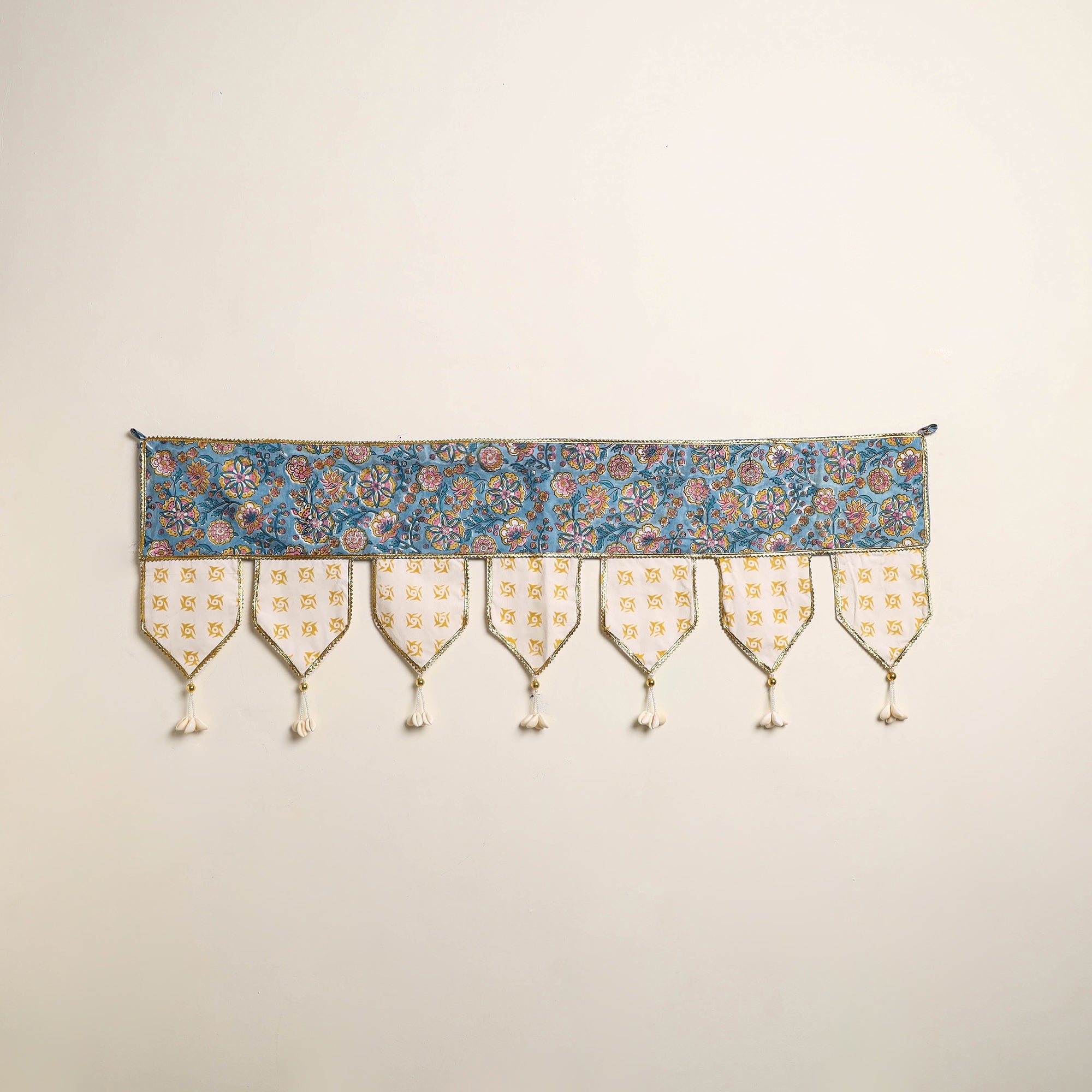 Handmade Shell Work Fabric Toran for Home Decor