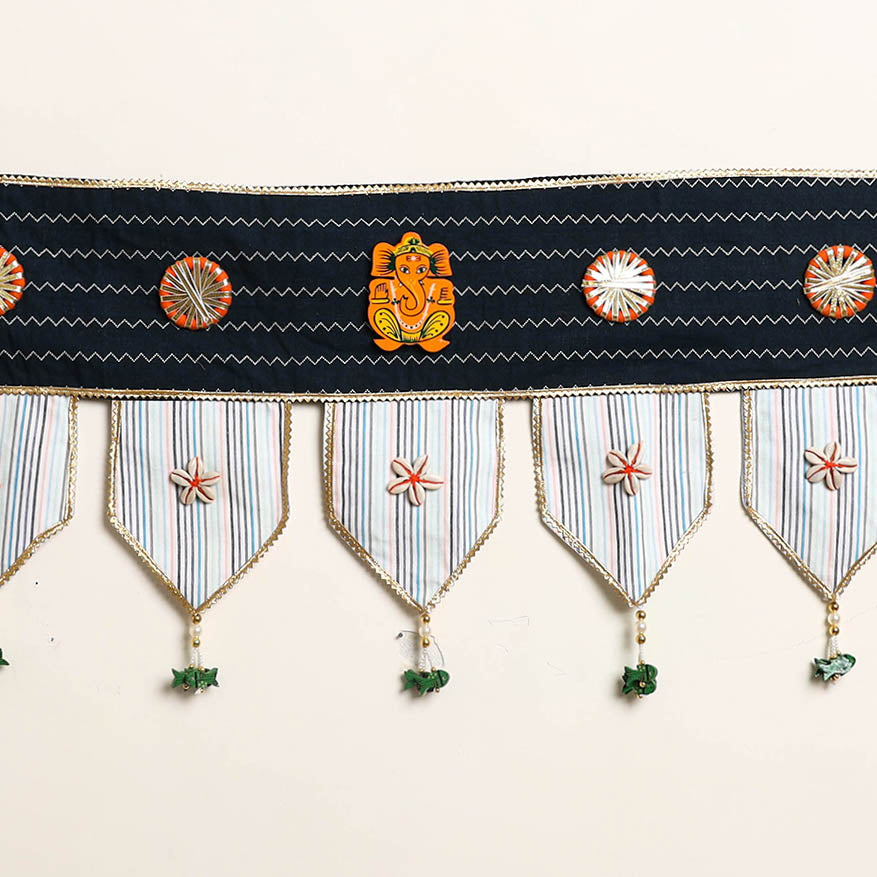 Handmade Shell Work Fabric Toran for Home Decor