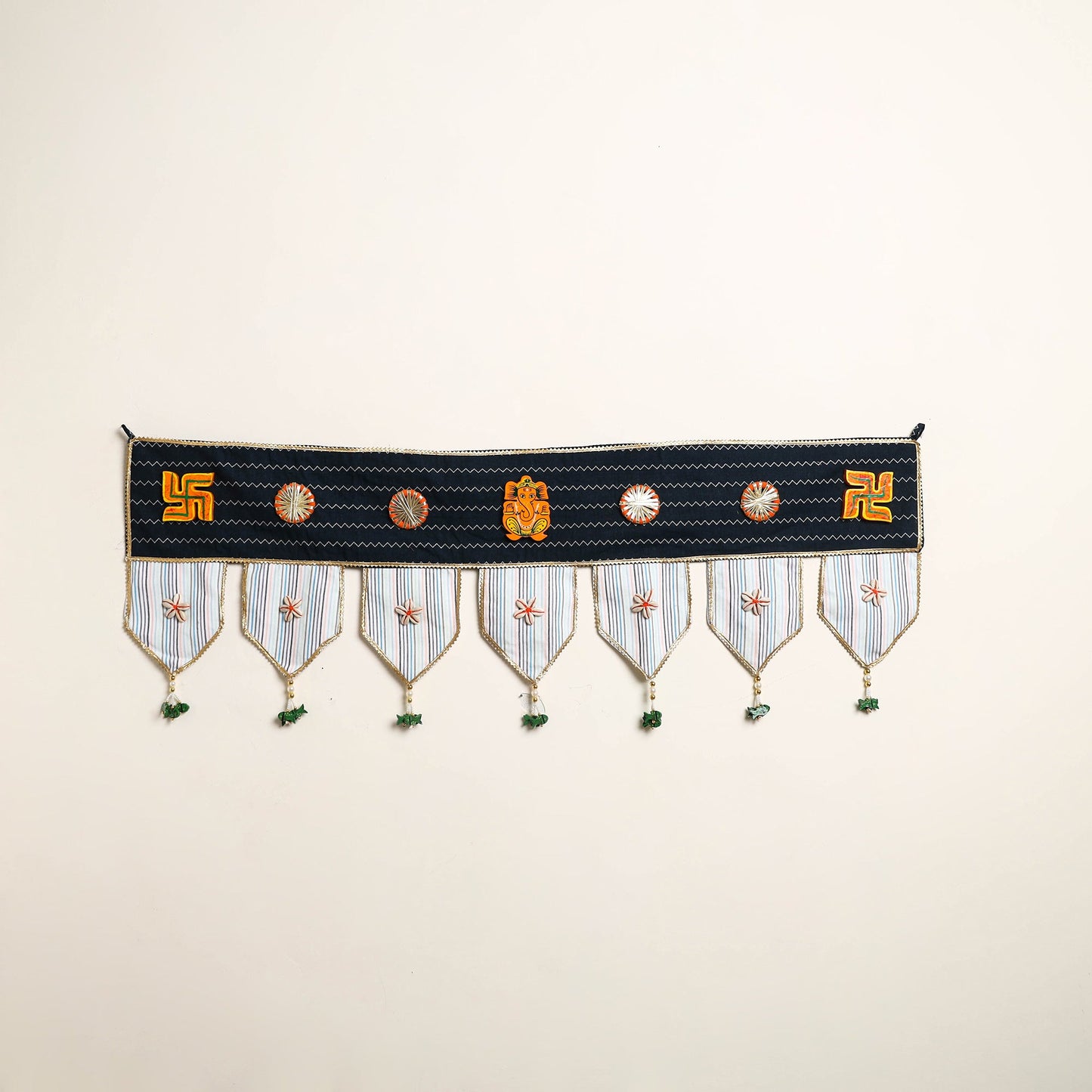 Handmade Shell Work Fabric Toran for Home Decor