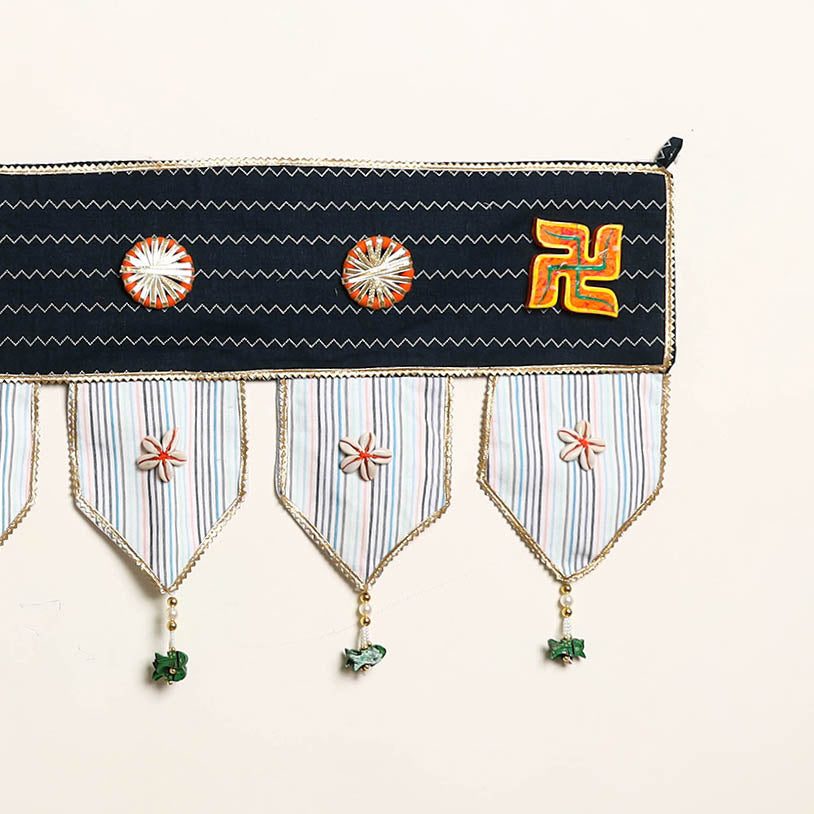 Handmade Shell Work Fabric Toran for Home Decor